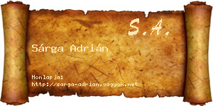 Sárga Adrián névjegykártya